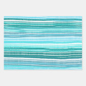 Feuille De Papier Cadeau Blue Green Stripes Variété Pack de (Devant 2)