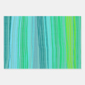 Feuille De Papier Cadeau Blue Green Stripes Variété Pack de (Devant)