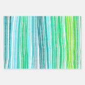 Feuille De Papier Cadeau Blue Green Stripes Variété Pack de (Devant 3)
