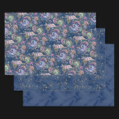 Feuille De Papier Cadeau Blue Luxe sous-marin | Coquillages d'or Pastel