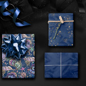 Feuille De Papier Cadeau Blue Luxe sous-marin | Coquillages d'or Pastel