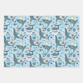 Feuille De Papier Cadeau Blue Ocean Children Shark Boy Fête d'anniversaire (Devant)