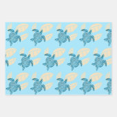 Feuille De Papier Cadeau Blue Ocean Sea Turtle Design numérique (Devant 3)