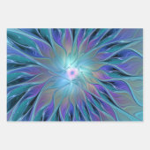 Feuille De Papier Cadeau Blue Purple Flower Dream Abstrait Fractal Art (Devant)