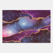 Feuille De Papier Cadeau Blue & Purple Space & Stars Agate moderne (Devant)