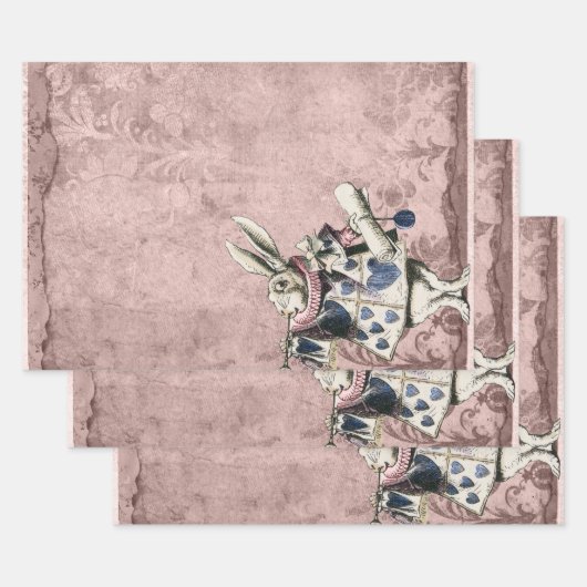 Feuille De Papier Cadeau Blue rose Herald White Rabbit Alice au pays des me (Lot)