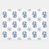 Feuille De Papier Cadeau Blue Snowmen Christmas  (Devant 3)