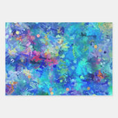 Feuille De Papier Cadeau Blue Teal Purple Watercolor Abstraction (Devant 3)