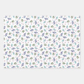 Feuille De Papier Cadeau Blue Twids & Pink Berries Motifs de Noël (Devant)