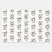 Feuille De Papier Cadeau Blue White Champagne Gold Ornaments Christmas (Devant 2)