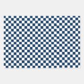 Feuille De Papier Cadeau Blue White Modern Check  (Devant 3)