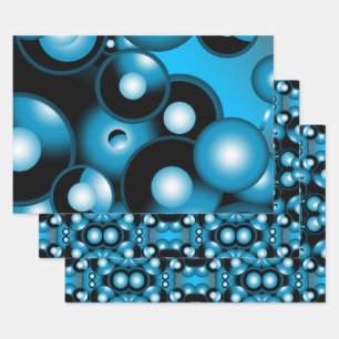 Feuille De Papier Cadeau Blues Cercle Concentré Orbital Art Abstrait