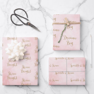 Feuille De Papier Cadeau Blush Gold Parties scintillant Dream Shine Sparkle