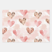 Feuille De Papier Cadeau Blush Pink Cream Leopard Hearts Birthday (Devant 3)
