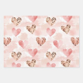 Feuille De Papier Cadeau Blush Pink Cream Leopard Hearts Birthday (Devant)