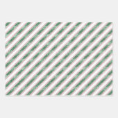 Feuille De Papier Cadeau Blush Pink Green Glitzy Stripes Christmas (Devant)