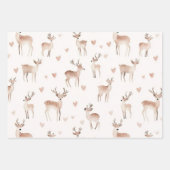Feuille De Papier Cadeau Blush Pink Hearts Cream Deer Christmas (Devant 3)