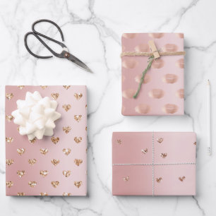 Feuille De Papier Cadeau Blush Rose Gold Parties scintillant Coeurs Baisers