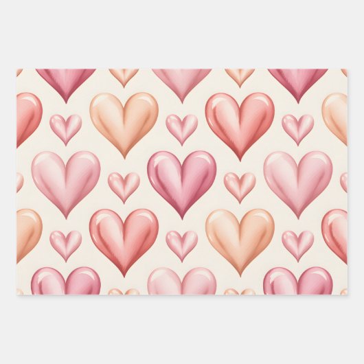 Feuille De Papier Cadeau Blushing Hearts (Devant)
