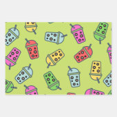 Feuille De Papier Cadeau Boba Bubble Tea Motif (Devant 3)
