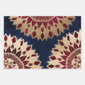 Feuille De Papier Cadeau Bohême Gold Navy Bourgogne main tiré Mandala (Devant 2)