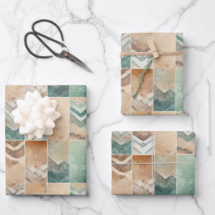 Feuille De Papier Cadeau Bohème Vintage Motif Turquoise géométrique envelop