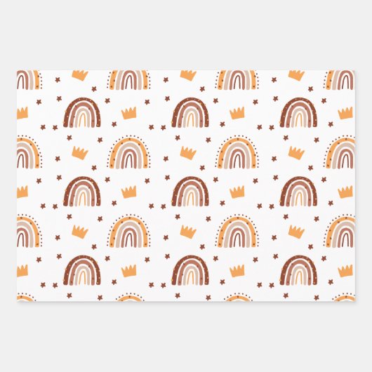 Feuille De Papier Cadeau Bohemian Terracotta Rainbow 1er anniversaire (Devant)