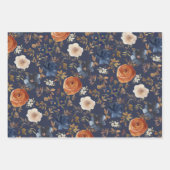 Feuille De Papier Cadeau Boho Aquarelle Floral Bleu Terracotta (Devant 2)