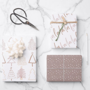 Feuille De Papier Cadeau Boho Arbres de Noël Falala Dusty Pink Holiday