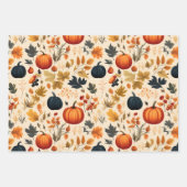 Feuille De Papier Cadeau Boho Automne avec tournesol, fleurs et Citrouille (Devant 3)