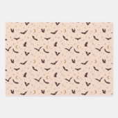 Feuille De Papier Cadeau Boho Bats et étoiles Motif d'Halloween (Devant)