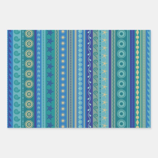 Feuille De Papier Cadeau Boho beach thèmes océaniques motifs (Devant)