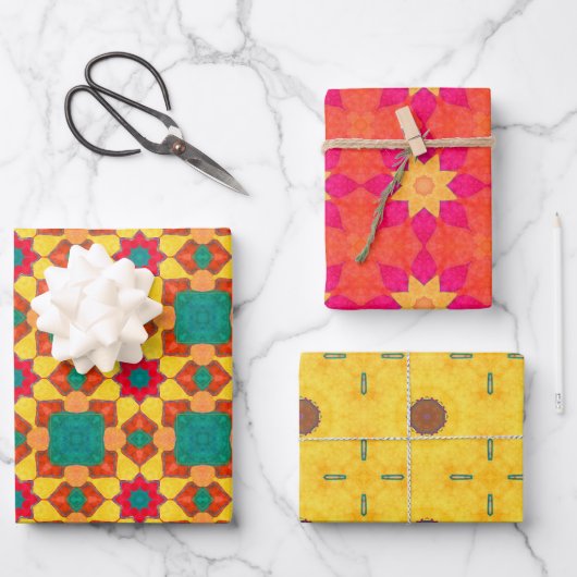 Feuille De Papier Cadeau Boho Brights Trio (Recto)