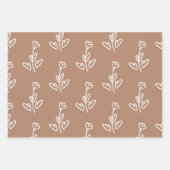 Feuille De Papier Cadeau Boho Brown Coeurs Fleurs Pois (Devant)