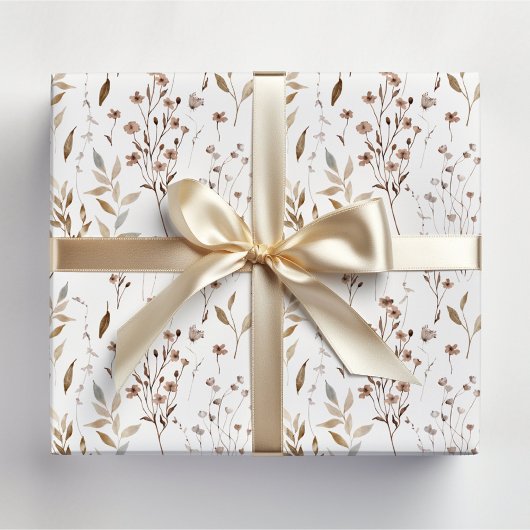 Feuille De Papier Cadeau Boho Brown Joli Motif botanique floral