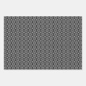 Feuille De Papier Cadeau Boho Chic noir et blanc motif floral (Devant 3)