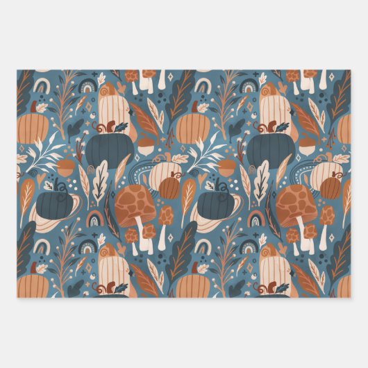 Feuille De Papier Cadeau Boho Citrouille Fall (Devant 2)