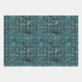 Feuille De Papier Cadeau Boho en or bleu turquoise (Devant 2)