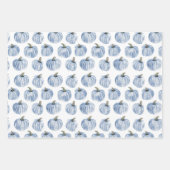 Feuille De Papier Cadeau Boho Fall Grey Pastel Bleu Citrouille Aquarelle (Devant 2)