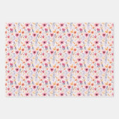 Feuille De Papier Cadeau Boho Fleur sauvage rose orange naissance bébé nupt (Devant 2)