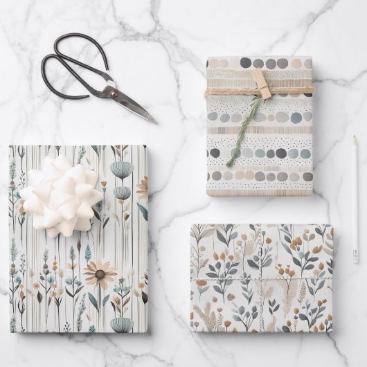 Feuille De Papier Cadeau Boho Fleurs sauvages (Recto)
