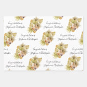 Feuille De Papier Cadeau Boho Floral Séchées Palmier Ajouter Noms Mariage (Devant 3)