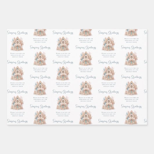 Feuille De Papier Cadeau Boho Gingerbread House Citations Nom Noël (Devant 3)