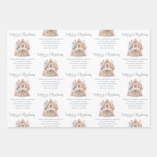 Feuille De Papier Cadeau Boho Gingerbread House Citations Nom Noël (Devant)