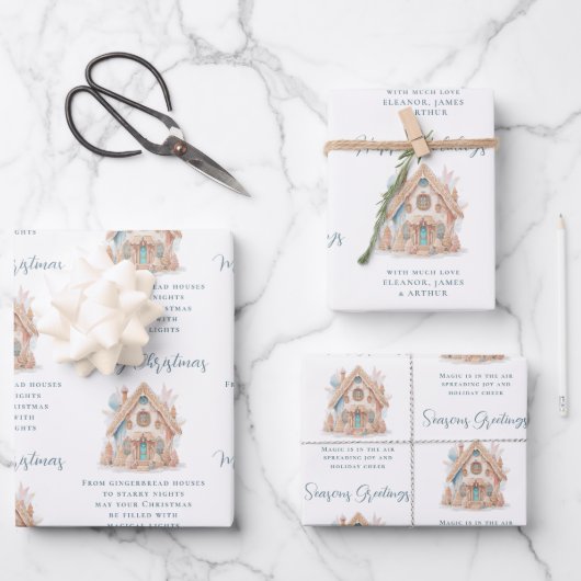 Feuille De Papier Cadeau Boho Gingerbread House Citations Nom Noël (Recto)