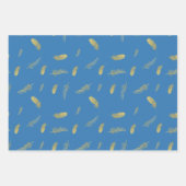 Feuille De Papier Cadeau Boho Golden Feathers French Blue (Devant 3)