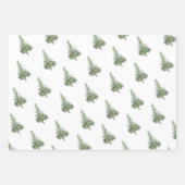 Feuille De Papier Cadeau Boho Joyeux Arbre d'aquarelle de Noël (Devant)