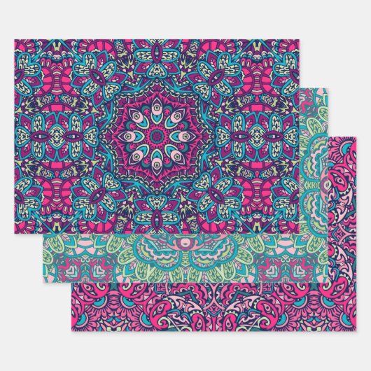Feuille De Papier Cadeau Boho Mandala Résumé Conception (Lot)