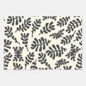 Feuille De Papier Cadeau Boho Matisse Formes Botaniques Motif Noir Blanc (Devant 2)