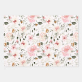 Feuille De Papier Cadeau Boho moderne aquarelle florale (Devant)